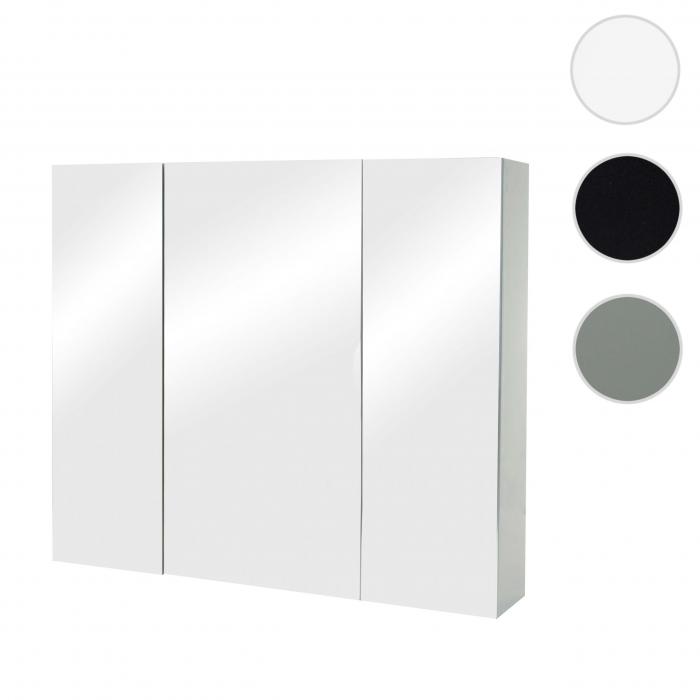 Spiegelschrank HWC-B19b, Badschrank Hngeschrank, 6 Regalbden hochglanz MVG-zertifiziert 70x80x16cm ~ grau