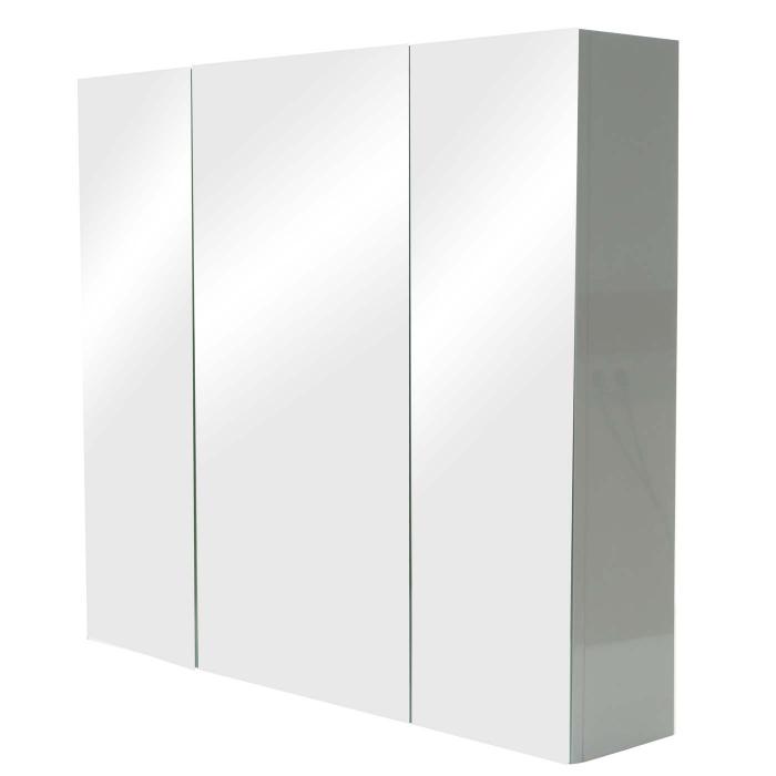 Spiegelschrank HWC-B19b, Badschrank Hngeschrank, 6 Regalbden hochglanz FSC-zertifiziert 70x80x16cm ~ grau