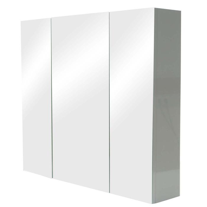 Spiegelschrank HWC-B19b, Badschrank Hngeschrank, 6 Regalbden hochglanz MVG-zertifiziert 70x80x16cm ~ grau