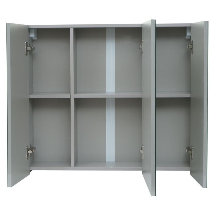 Spiegelschrank HWC-B19b, Badschrank Hngeschrank, 6 Regalbden hochglanz MVG-zertifiziert 70x80x16cm ~ grau