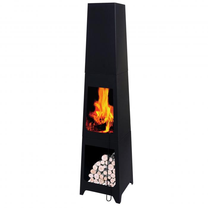 B-Ware (Gebrauchspuren/Schrauben fehlen SK3) | Gartenofen HWC-K89 Gartenkamin Schrhaken Feuerstelle 150x35x34cm schwarz
