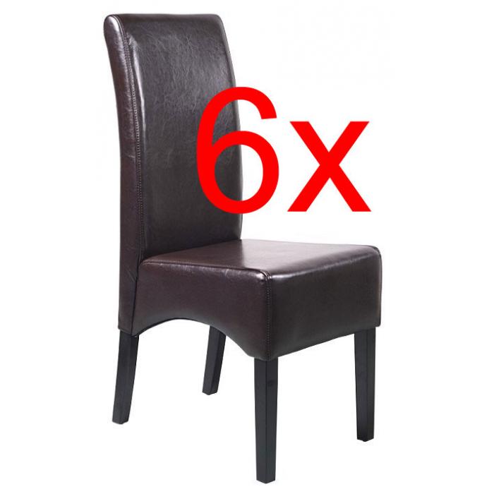 6er-Set Esszimmerstuhl Küchenstuhl Stuhl Latina, LEDER ~ braun, dunkle Beine