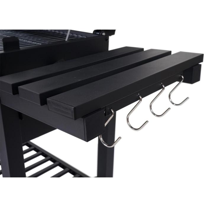 Grillwagen HWC-K93, Holzkohlegrill Standgrill Barbecue BBQ Gartengrill mit Deckel Ablagen, Stahl, 110x100x51cm schwarz