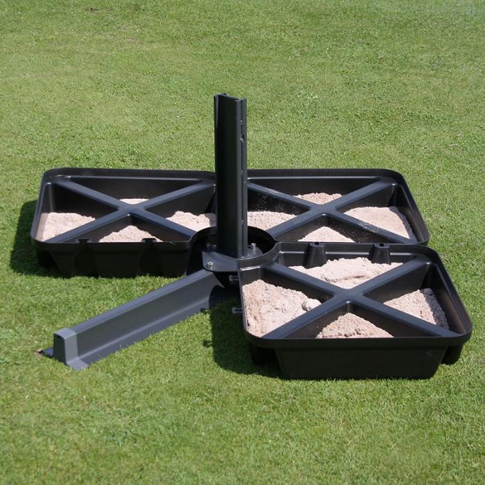 Gastronomie-Ampelschirm HWC-A96, Sonnenschirm 3x3m (4,24m) Polyester Alu/Stahl 23kg ~ terracotta mit Stnder