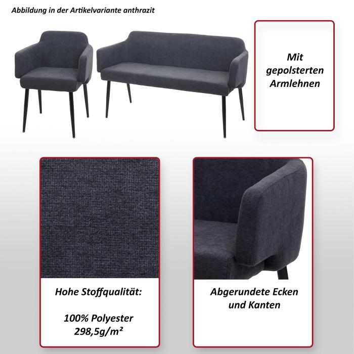 Esszimmer-Set HWC-L13, 4er-Set Stuhl+Sitzbank Esszimmergruppe Sitzgruppe Esszimmergarnitur, Stoff/Textil ~ anthrazit