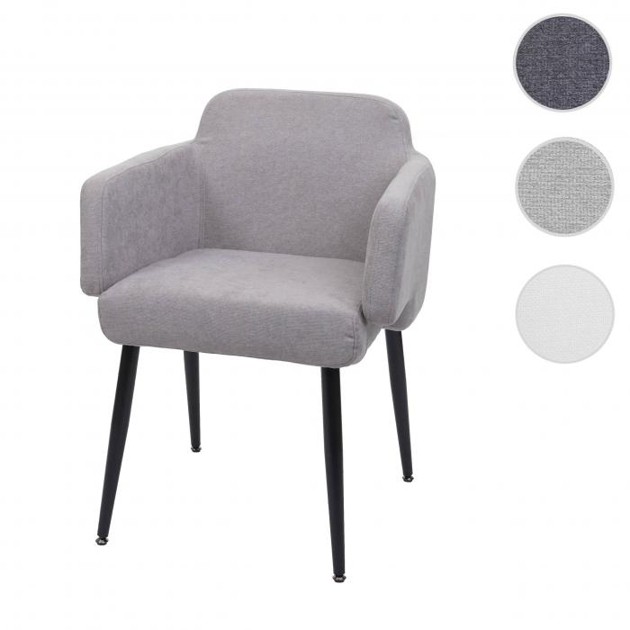 Esszimmerstuhl HWC-L13, Polsterstuhl Kchenstuhl Stuhl mit Armlehne, Stoff/Textil Metall ~ grau