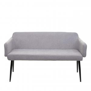 Sitzbank HWC-L13, Esszimmerbank Bank Polsterbank Garderobenbank Rckenlehne Armlehne Stoff/Textil 133cm ~ grau
