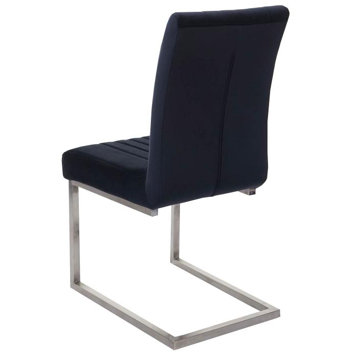 Samt 2er-Set ~ Edelstahl anthrazit-blau Stuhl, Konferenzstuhl Freischwinger HWC-L14, Besucherstuhl gebürstet Heute-Wohnen von