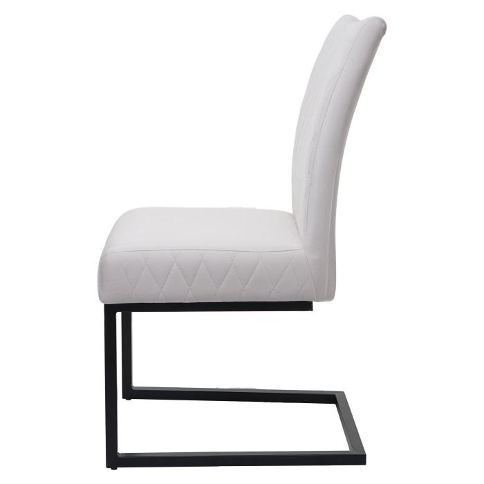 2er-Set Freischwinger HWC-L15, Besucherstuhl Konferenzstuhl Stuhl, Samt Stahl pulverbeschichtet ~ creme-beige