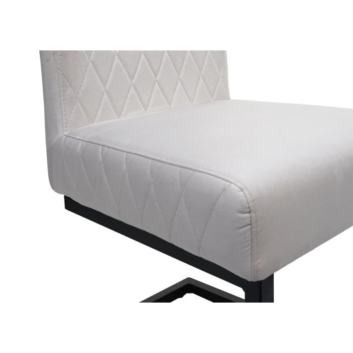 2er-Set Freischwinger HWC-L15, Besucherstuhl Konferenzstuhl Stuhl, Samt Stahl pulverbeschichtet ~ creme-beige