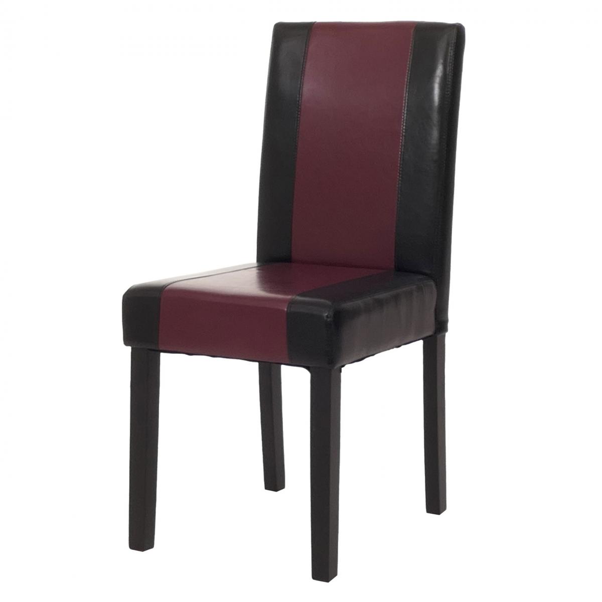 Esszimmerstuhl Littau, Kchenstuhl Stuhl, Kunstleder ~ schwarz/rot, dunkle Beine