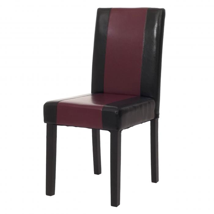 Esszimmerstuhl Littau, Kchenstuhl Stuhl, Kunstleder ~ schwarz/rot, dunkle Beine