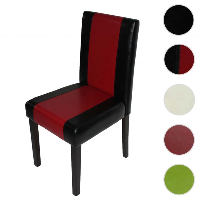 Esszimmerstuhl Littau, Kchenstuhl Stuhl, Kunstleder ~ schwarz/rot, dunkle Beine