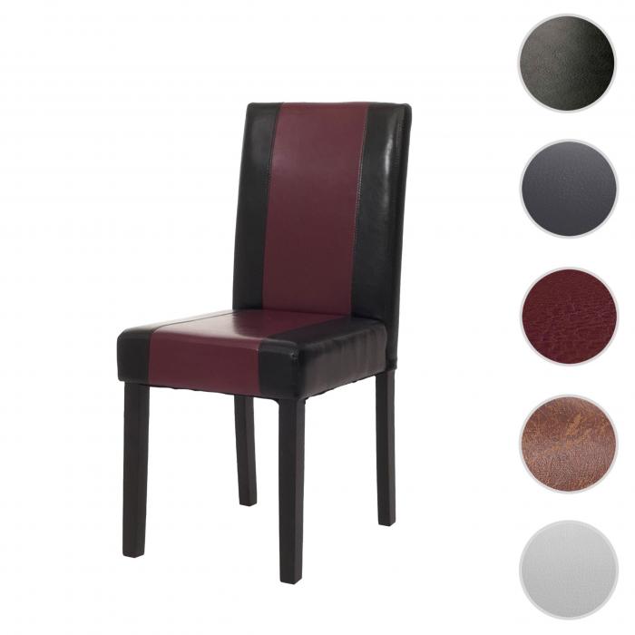 Esszimmerstuhl Littau, Kchenstuhl Stuhl, Kunstleder ~ schwarz/rot, dunkle Beine