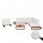 Garten-Garnitur mit Sessel HWC-H54, Lounge-Set Sofa, Spun Poly Akazie Holz FSC Aluminium ~ hellbraun, Polster cremewei