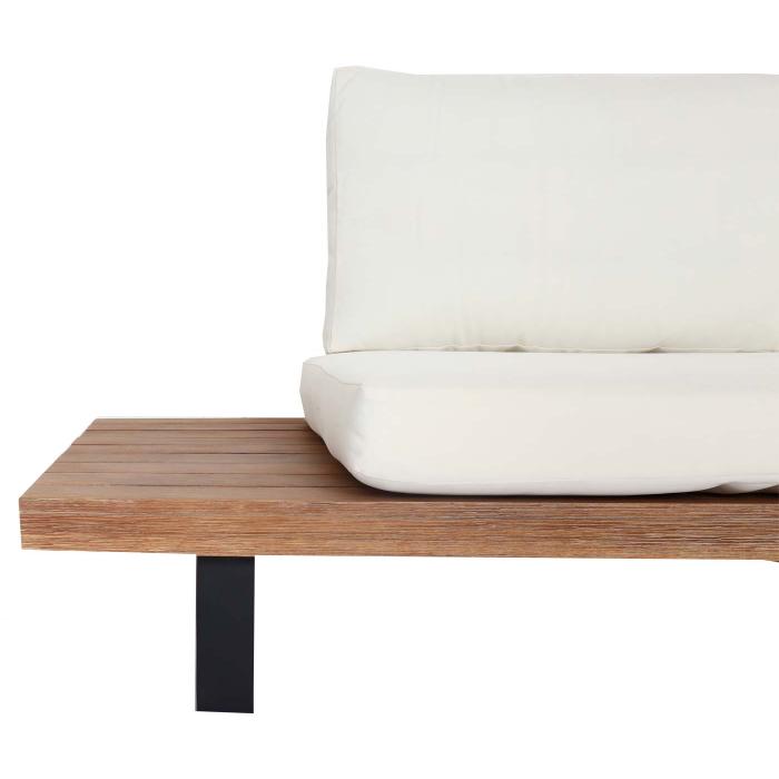 Garten-Garnitur mit Sessel HWC-H54, Lounge-Set Sofa, Spun Poly Akazie Holz FSC Aluminium ~ hellbraun, Polster cremewei