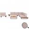 Garten-Garnitur mit Sessel HWC-H54, Lounge-Set Sofa, Spun Poly Akazie Holz FSC Aluminium ~ hellbraun, Polster beige