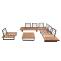 Garten-Garnitur mit Sessel HWC-H54, Lounge-Set Sofa, Spun Poly Akazie Holz FSC Aluminium ~ hellbraun, Polster beige