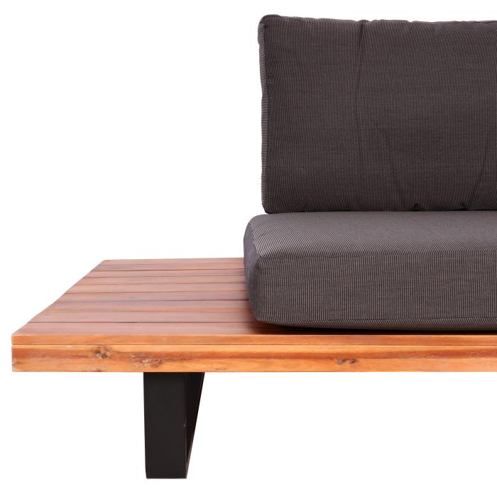 Garten-Garnitur mit Sessel HWC-H54, Lounge-Set Sofa, Spun Poly Akazie Holz MVG Aluminium ~ braun, Polster dunkelgrau