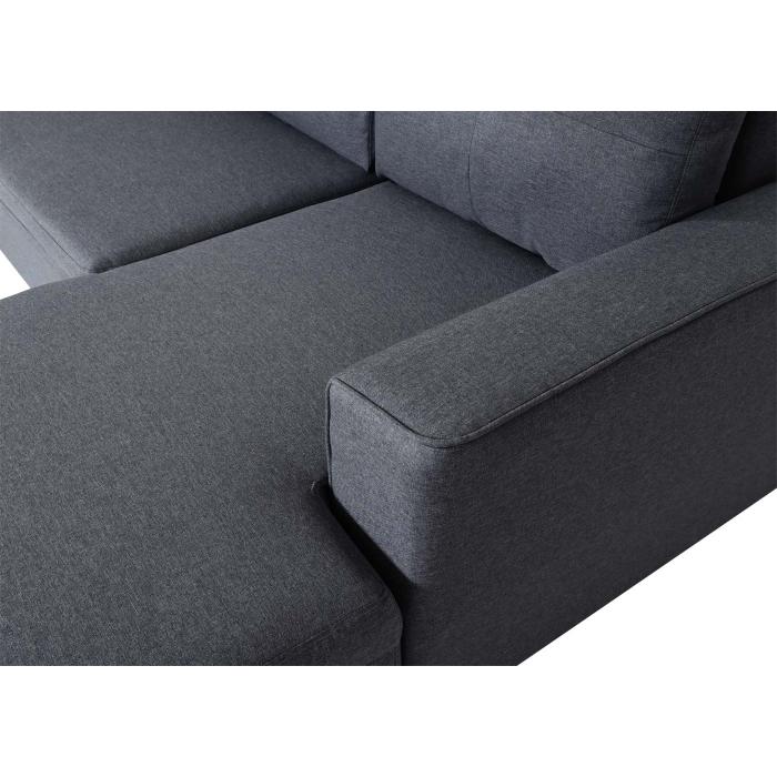 Ecksofa mit Bettkasten HWC-L16, Couch Sofa L-Form Liegeflche links/rechts Nosagfederung Stoff/Textil 290cm ~ dunkelgrau