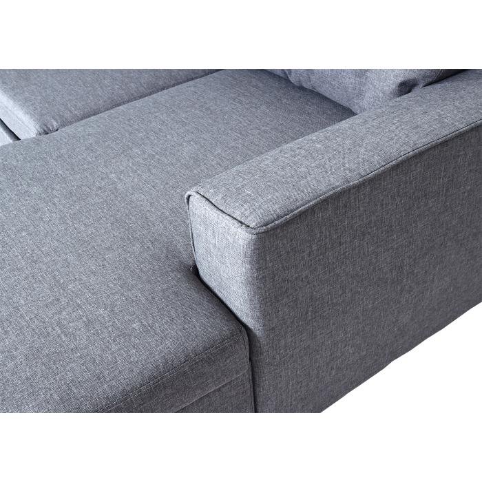 Ecksofa mit Bettkasten HWC-L16, Couch Sofa L-Form, Liegeflche links/rechts Nosagfederung Stoff/Textil 290cm ~ grau
