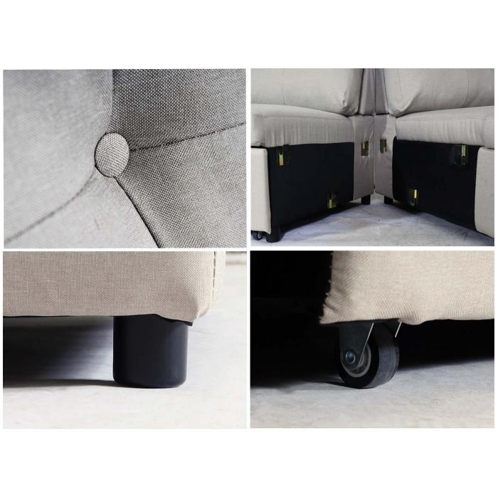 Ecksofa mit Bettkasten HWC-L16, Couch Sofa L-Form, Liegeflche links/rechts Nosagfederung Stoff/Textil 290cm ~ beige