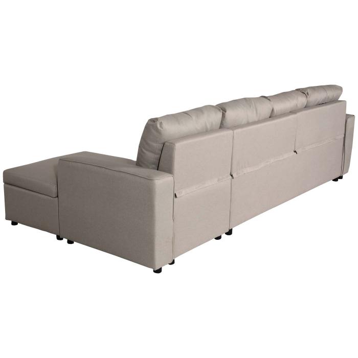 Ecksofa mit Bettkasten HWC-L16, Couch Sofa L-Form, Liegeflche links/rechts Nosagfederung Stoff/Textil 290cm ~ beige