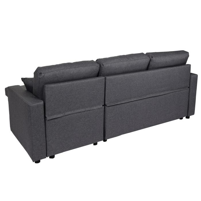 Ecksofa mit Bettkasten HWC-L17, Couch Sofa L-Form, Liegeflche Nosagfederung 228cm ~ dunkelgrau