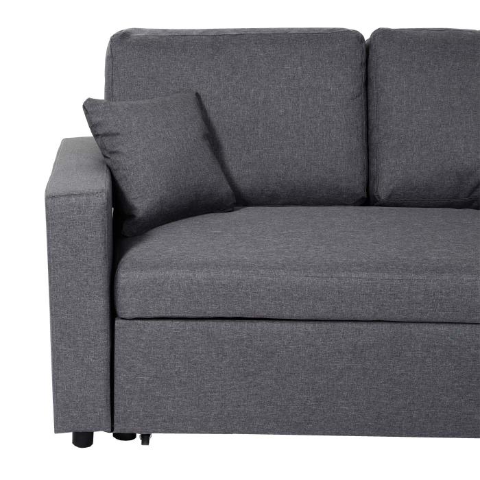 Ecksofa mit Bettkasten HWC-L17, Couch Sofa L-Form, Liegeflche Nosagfederung 228cm ~ dunkelgrau