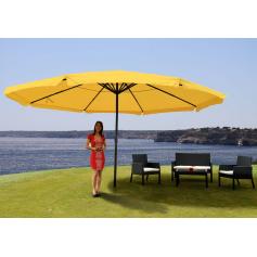 Sonnenschirm Meran Pro, Gastronomie Marktschirm mit Volant Ø 5m Polyester/Alu 28kg ~ gelb ohne Ständer