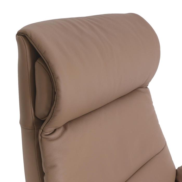 Relaxsessel mit Hocker HWC-K98, Fernsehsessel Sessel, Liegefunktion drehbar, Metall Echtleder/Kunstleder ~ taupe