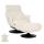 Relaxsessel mit Hocker HWC-K99, Fernsehsessel Sessel, Wippfunktion drehbar, Metall Echtleder/Kunstleder ~ creme-wei