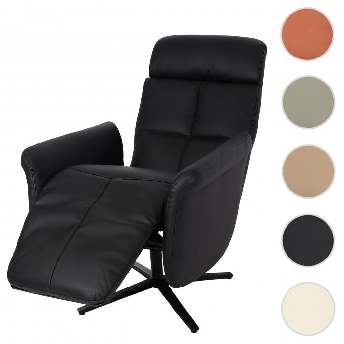 Relaxsessel HWC-L10, Design Fernsehsessel TV-Sessel Liegesessel, Liegefunktion drehbar, Voll-Leder ~ schwarz