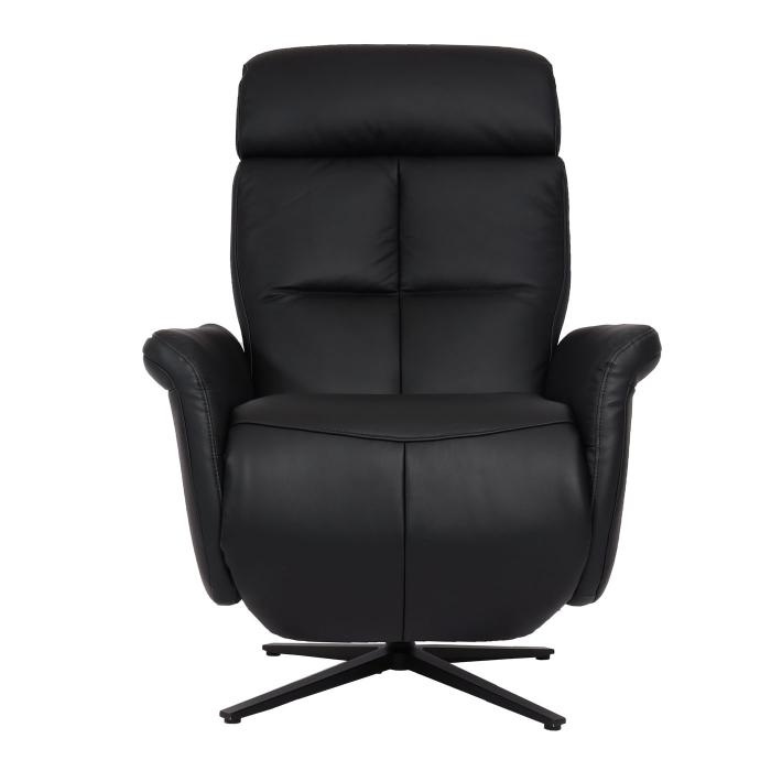 Relaxsessel HWC-L10, Design Fernsehsessel TV-Sessel Liegesessel, Liegefunktion drehbar, Voll-Leder ~ schwarz