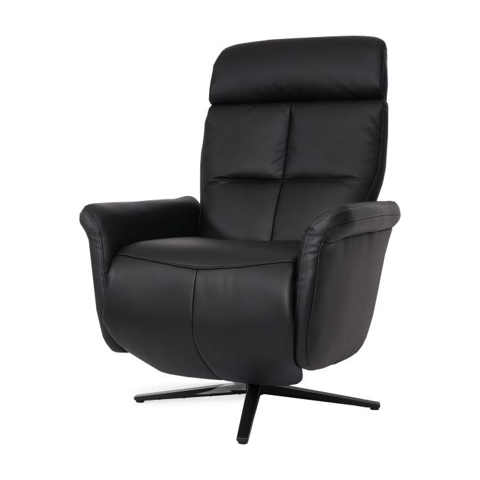 Relaxsessel HWC-L10, Design Fernsehsessel TV-Sessel Liegesessel, Liegefunktion drehbar, Voll-Leder ~ schwarz