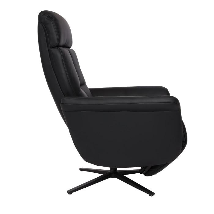 Relaxsessel HWC-L10, Design Fernsehsessel TV-Sessel Liegesessel, Liegefunktion drehbar, Voll-Leder ~ schwarz