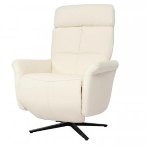 Relaxsessel HWC-L10, Design Fernsehsessel TV-Sessel Liegesessel, Liegefunktion drehbar, Voll-Leder ~ creme-wei