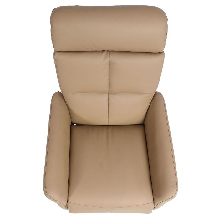 Relaxsessel HWC-L10, Design Fernsehsessel TV-Sessel Liegesessel, Liegefunktion drehbar, Voll-Leder ~ taupe