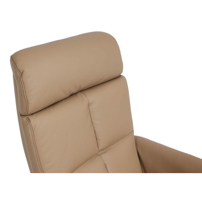 Relaxsessel HWC-L10, Design Fernsehsessel TV-Sessel Liegesessel, Liegefunktion drehbar, Voll-Leder ~ taupe