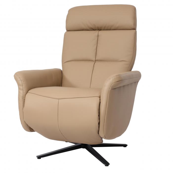 Relaxsessel HWC-L10, Design Fernsehsessel TV-Sessel Liegesessel, Liegefunktion drehbar, Voll-Leder ~ taupe