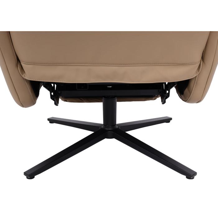 Relaxsessel HWC-L10, Design Fernsehsessel TV-Sessel Liegesessel, Liegefunktion drehbar, Voll-Leder ~ taupe