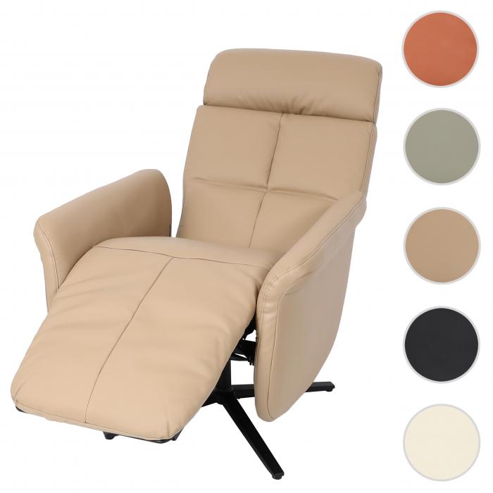 Relaxsessel HWC-L10, Design Fernsehsessel TV-Sessel Liegesessel, Liegefunktion drehbar, Voll-Leder ~ taupe
