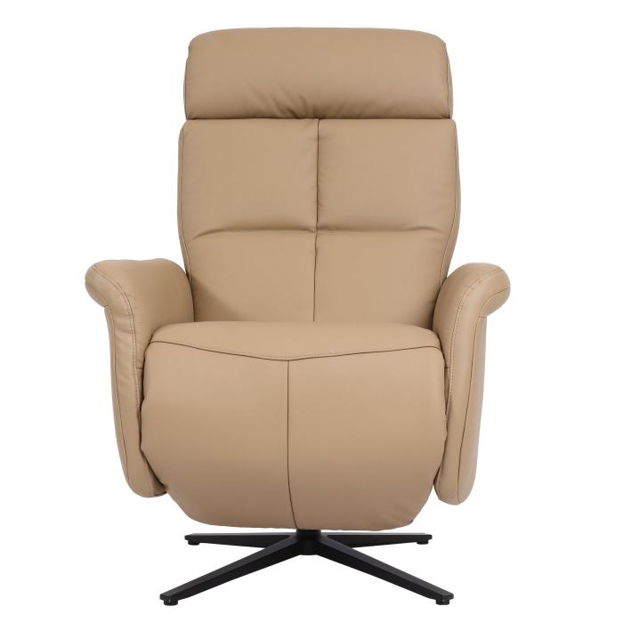 Relaxsessel HWC-L10, Design Fernsehsessel TV-Sessel Liegesessel, Liegefunktion drehbar, Voll-Leder ~ taupe