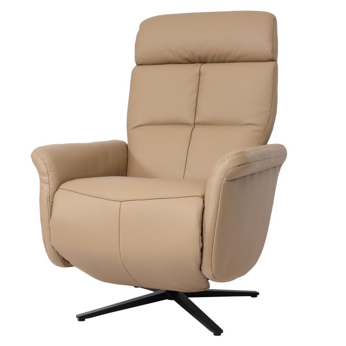 Relaxsessel HWC-L10, Design Fernsehsessel TV-Sessel Liegesessel, Liegefunktion drehbar, Voll-Leder ~ taupe