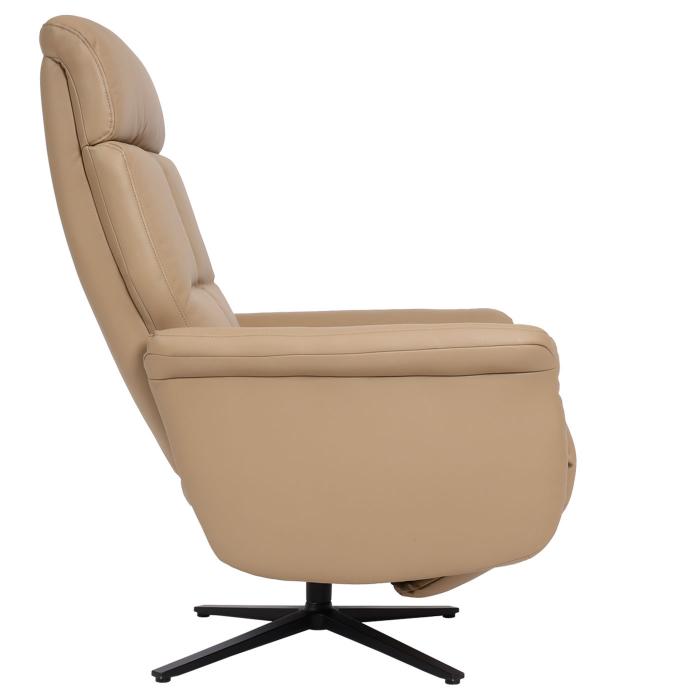 Relaxsessel HWC-L10, Design Fernsehsessel TV-Sessel Liegesessel, Liegefunktion drehbar, Voll-Leder ~ taupe