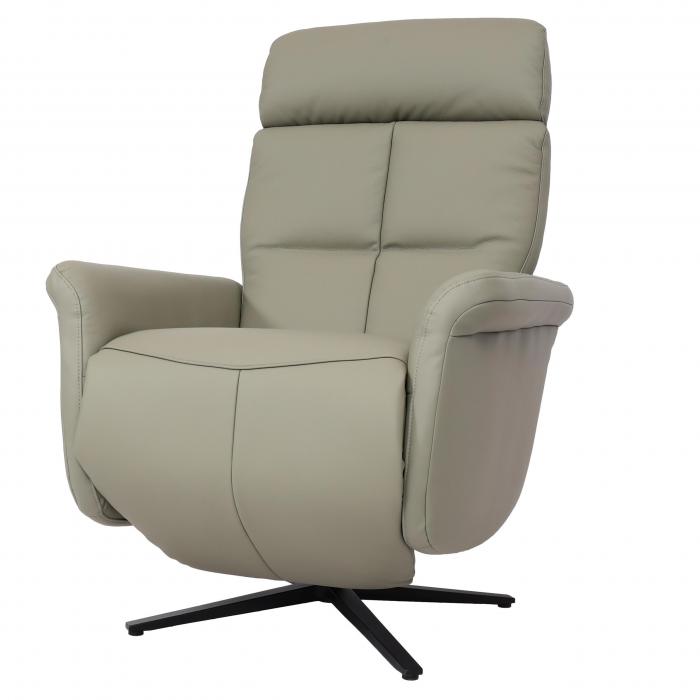 Relaxsessel HWC-L10, Design Fernsehsessel TV-Sessel Liegesessel, Liegefunktion drehbar, Voll-Leder ~ grau