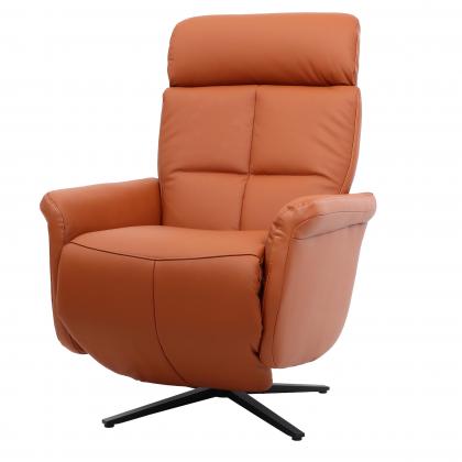 Relaxsessel HWC-L10, Design Fernsehsessel TV-Sessel Liegesessel, Liegefunktion drehbar, Voll-Leder ~ terracotta-braun