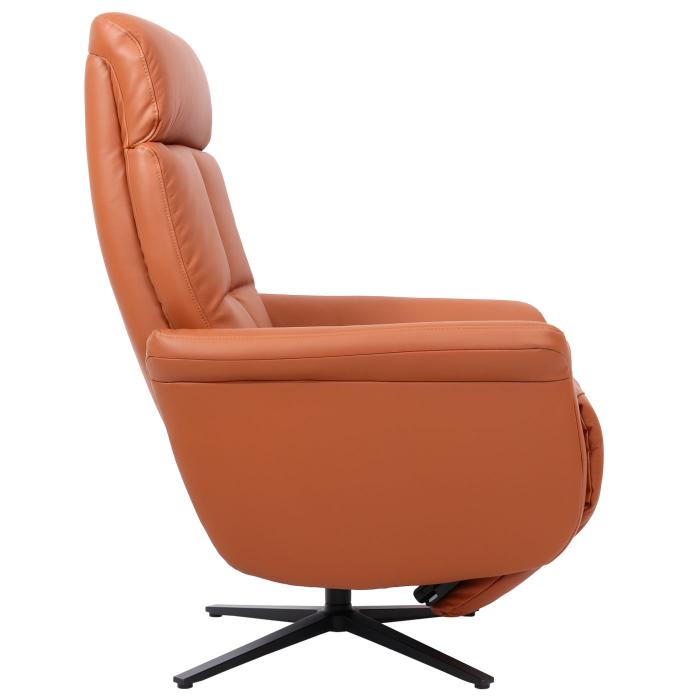 Relaxsessel HWC-L10, Design Fernsehsessel TV-Sessel Liegesessel, Liegefunktion drehbar, Voll-Leder ~ terracotta-braun