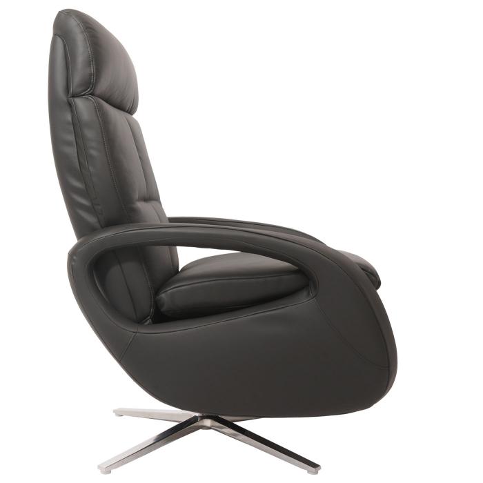 Relaxsessel HWC-L11, Design Fernsehsessel TV-Sessel Liegesessel, Liegefunktion drehbar, Voll-Leder ~ schwarz