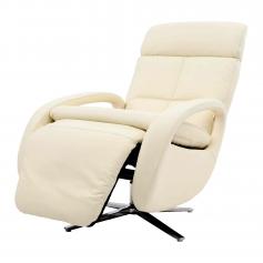 Relaxsessel HWC-L11, Design Fernsehsessel TV-Sessel Liegesessel, Liegefunktion drehbar, Voll-Leder ~ creme-weiß